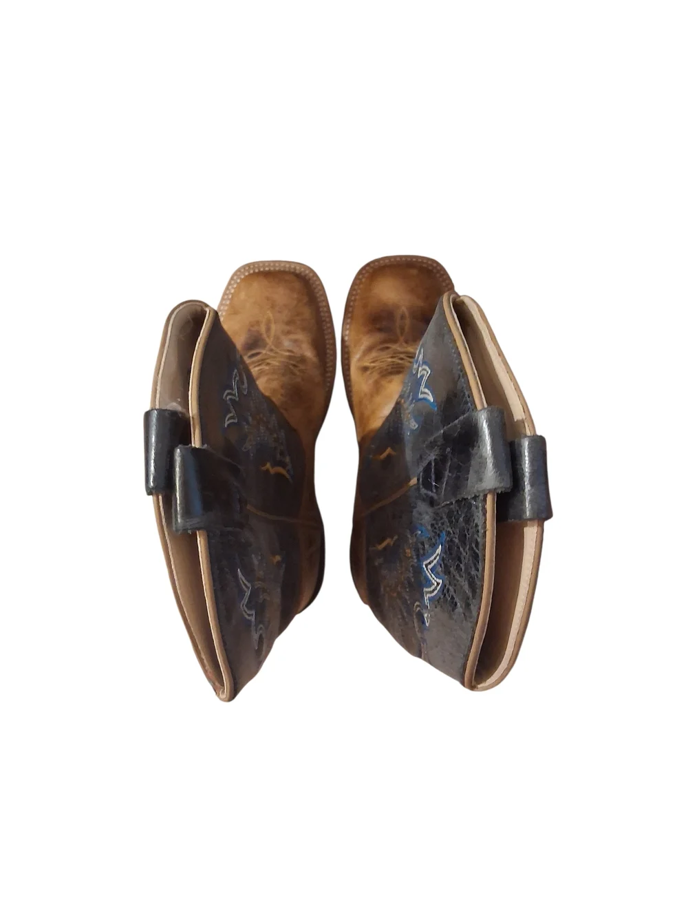 Old West Kids Two-Tone Brown and Black Western Boots
